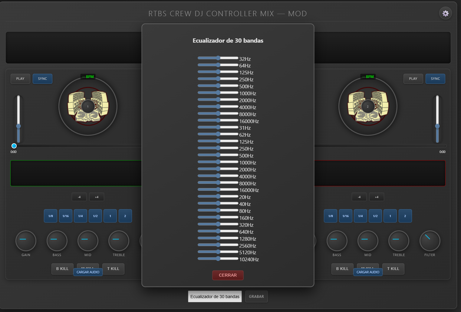 Ecualizador de 30 bandas del DJ Controller